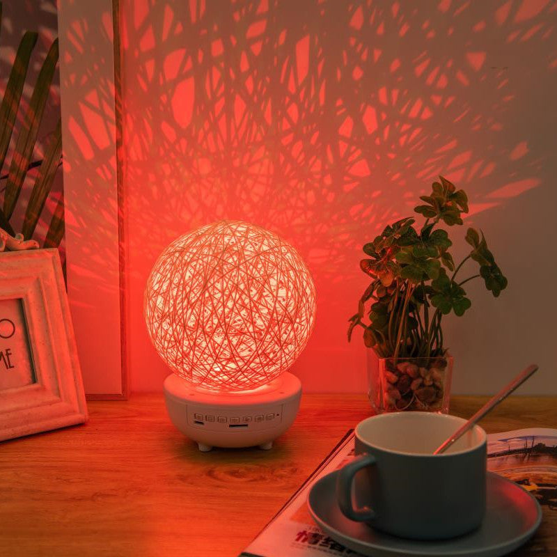 Bluetooth-compatible Music LED Night Light Romantic Dimmable Starry Table Lamp Bedside Rechargeable Rattan Ball Moon Lamps