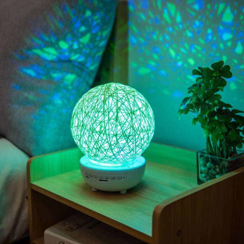 Bluetooth-compatible Music LED Night Light Romantic Dimmable Starry Table Lamp Bedside Rechargeable Rattan Ball Moon Lamps