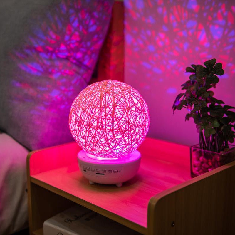 Bluetooth-compatible Music LED Night Light Romantic Dimmable Starry Table Lamp Bedside Rechargeable Rattan Ball Moon Lamps